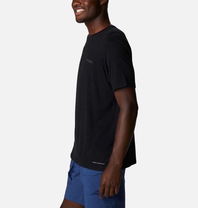 Columbia PFG Fish Flag Tech Short Sleeve Men's T-Shirt Black | LGIZJP-756