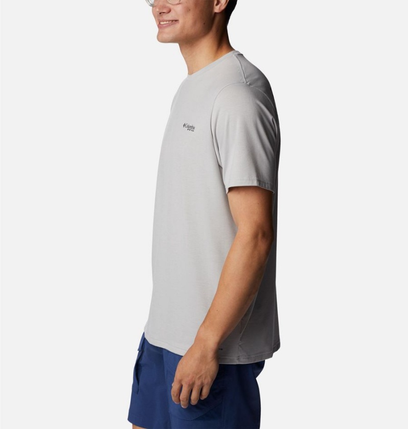 Columbia PFG Fish Flag Tech Short Sleeve Men's T-Shirt Grey | QTCNKR-842