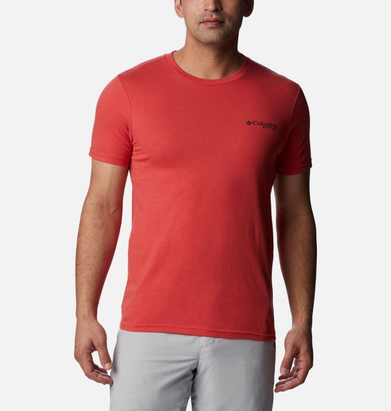 Columbia PFG Gharet Graphic Men's T-Shirt Red | UGSHBL-107