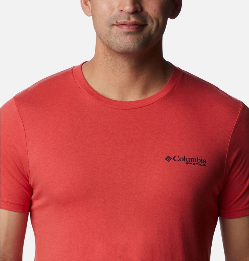 Columbia PFG Gharet Graphic Men's T-Shirt Red | UGSHBL-107