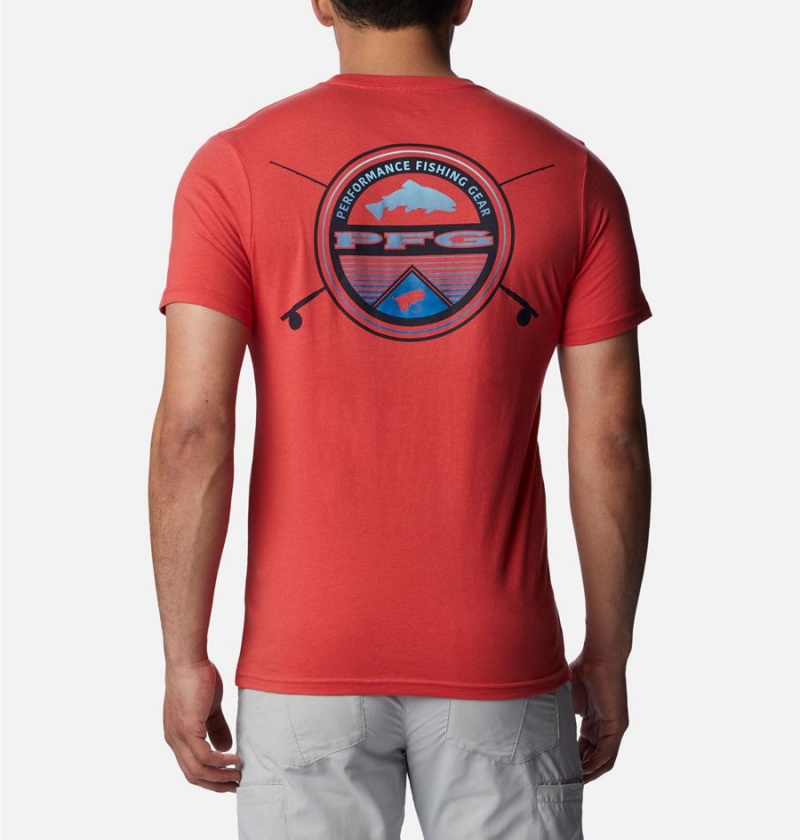 Columbia PFG Gharet Graphic Men\'s T-Shirt Red | UGSHBL-107
