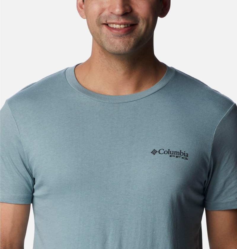 Columbia PFG Gharet Graphic Men's T-Shirt Blue | DEXUMG-430