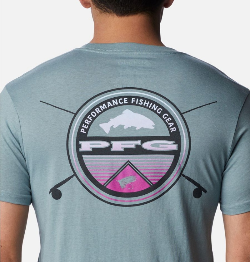 Columbia PFG Gharet Graphic Men's T-Shirt Blue | DEXUMG-430