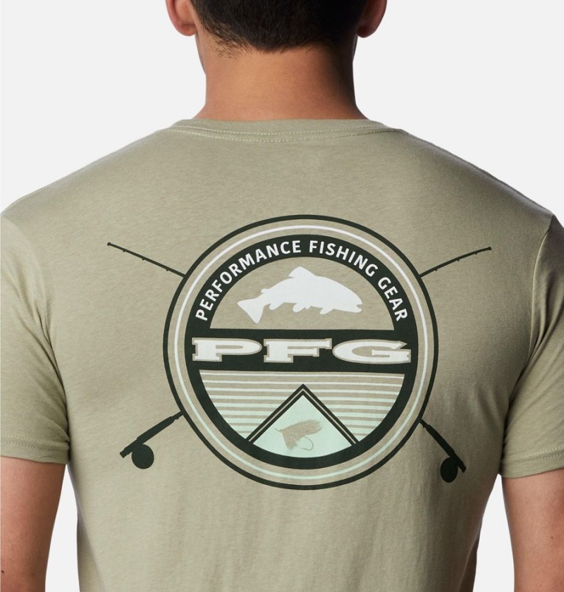 Columbia PFG Gharet Graphic Men's T-Shirt Olive | OCARVJ-582