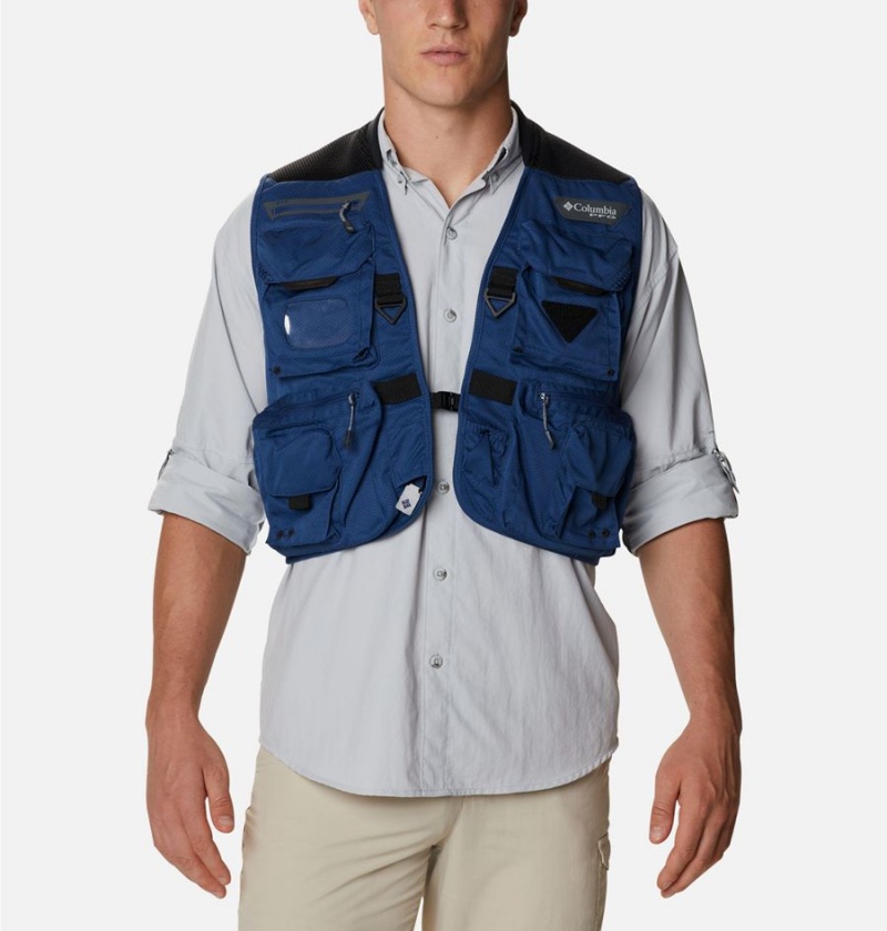 Columbia PFG Henry\'s Fork V Men\'s Vest Blue | OZPVDC-083
