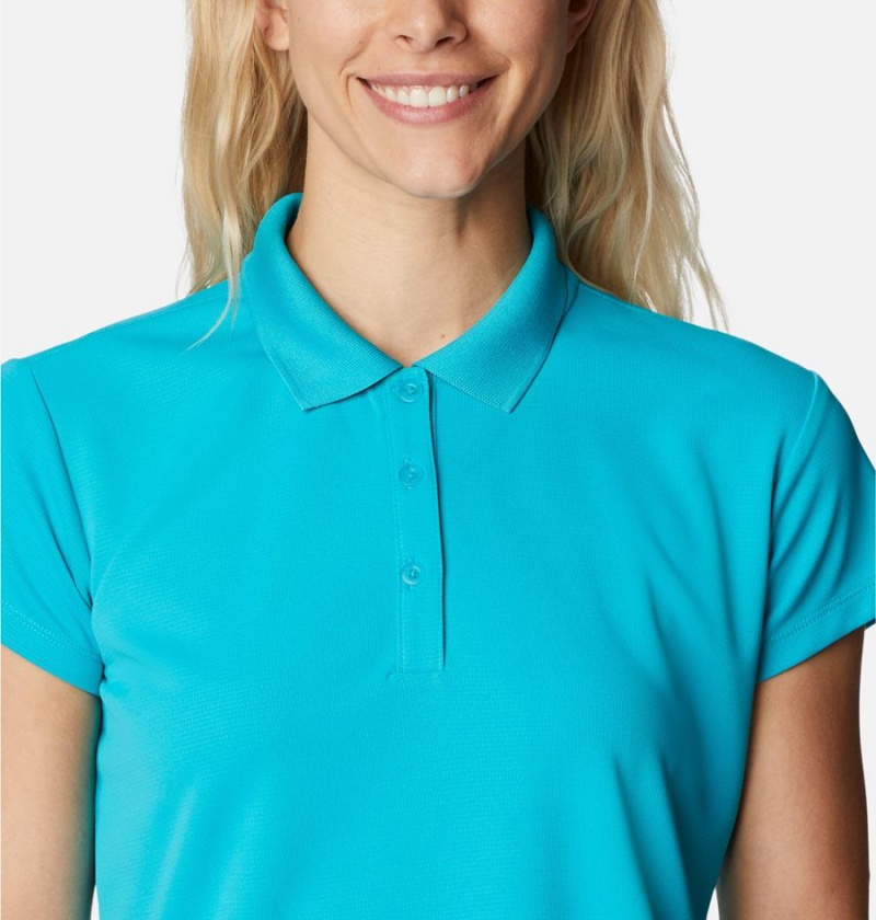 Columbia PFG Innisfree Short Sleeve Polo Women's T-Shirt Turquoise | RCKUEJ-162