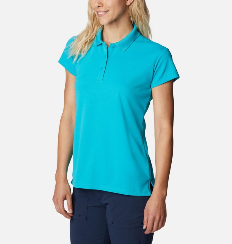 Columbia PFG Innisfree Short Sleeve Polo Women's T-Shirt Turquoise | RCKUEJ-162