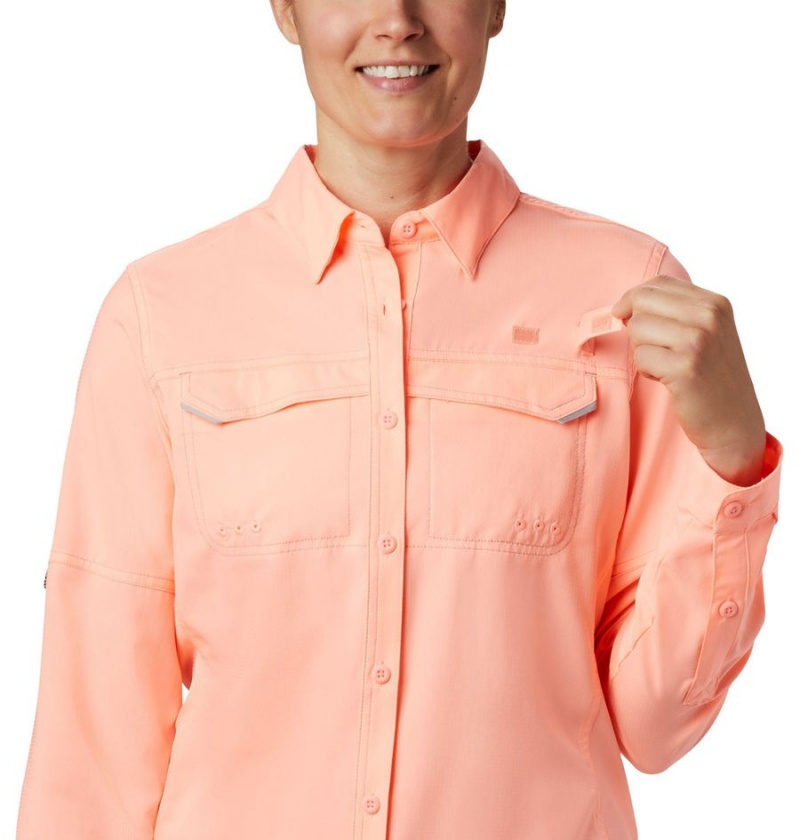 Columbia PFG Lo Drag Long Sleeve Women's Shirt Orange | XTJEKO-567