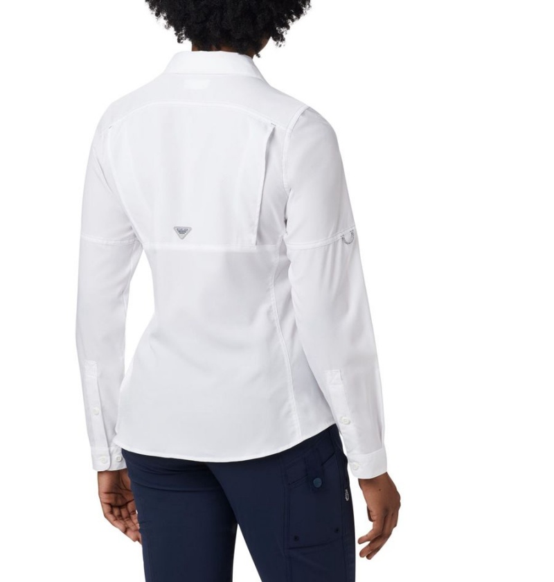 Columbia PFG Lo Drag Long Sleeve Women's Shirt White | VKLJRD-304