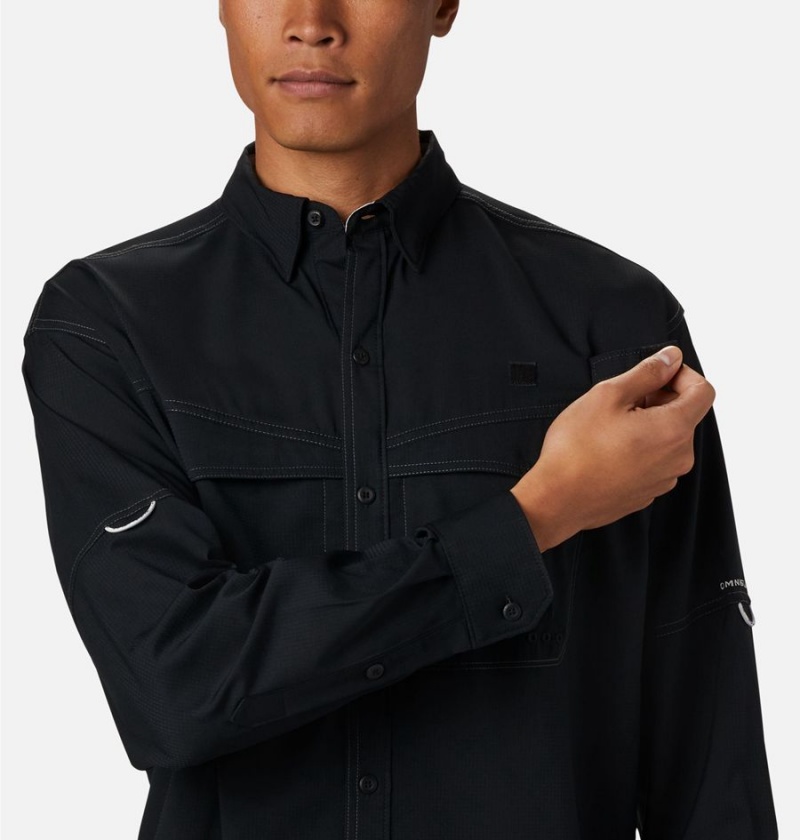 Columbia PFG Low Drag Offshore Long Sleeve Men's Shirt Black | CWSZQG-873