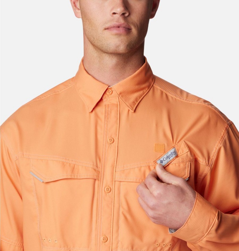 Columbia PFG Low Drag Offshore Long Sleeve Men's Shirt Orange | BXLHVD-835