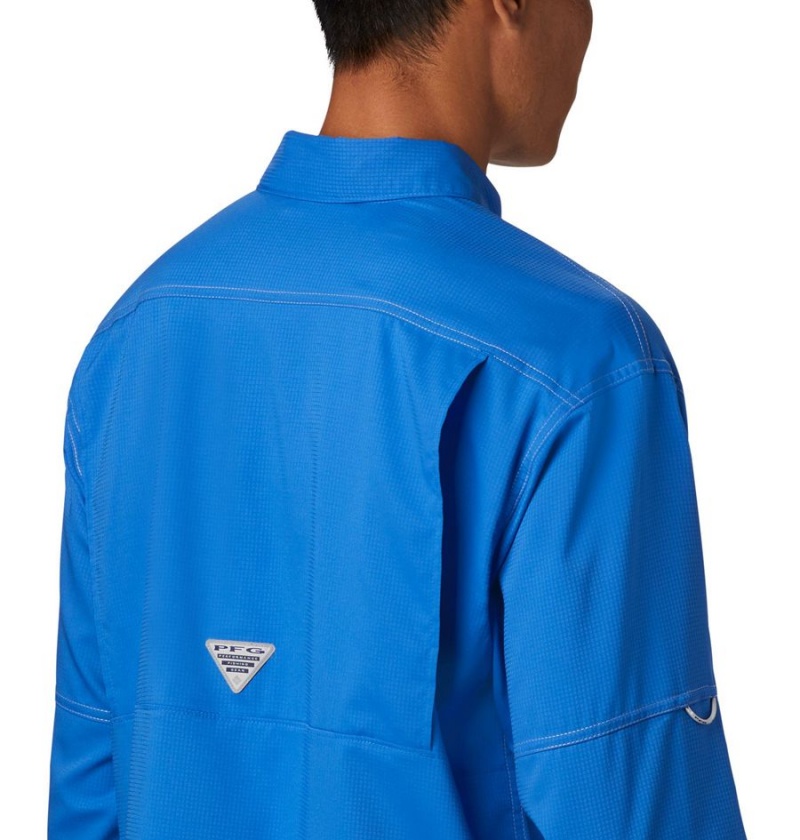 Columbia PFG Low Drag Offshore Long Sleeve Men's Shirt Blue | OUTVPX-920