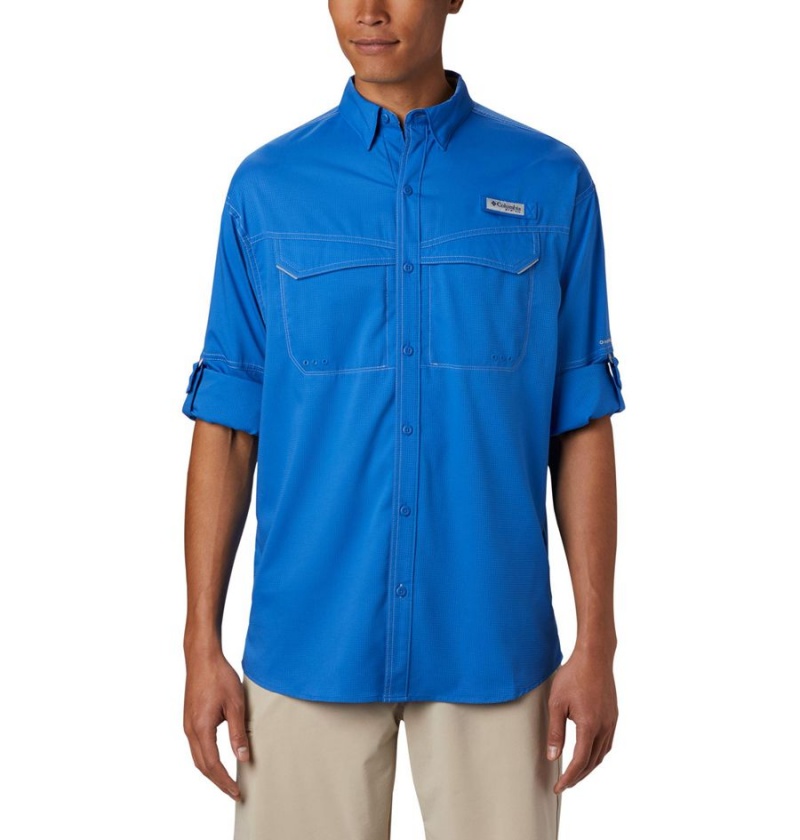 Columbia PFG Low Drag Offshore Long Sleeve Men's Shirt Blue | OUTVPX-920
