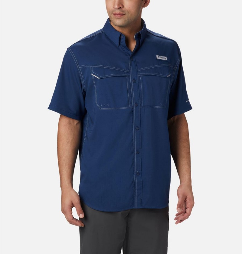 Columbia PFG Low Drag Offshore Short Sleeve Men\'s Shirt Blue | QVDGNP-753