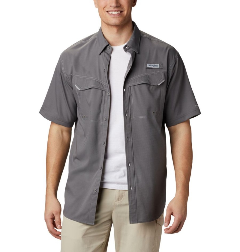 Columbia PFG Low Drag Offshore Short Sleeve Men\'s Shirt Grey | DHZXIO-682
