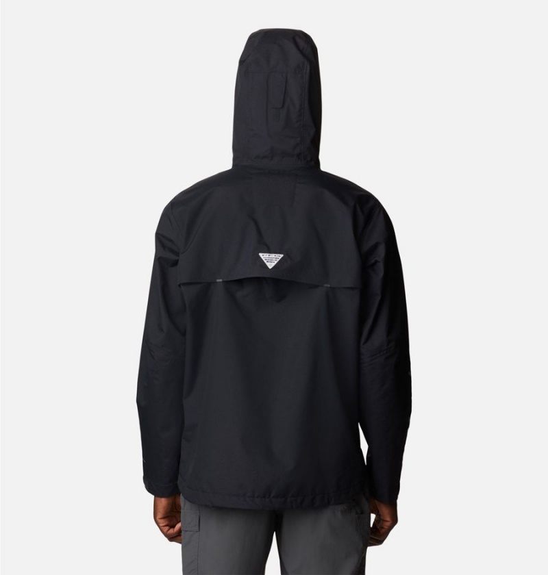Columbia PFG Omni-Tech 3D Men's Rain Jacket Black | CLGFUM-413