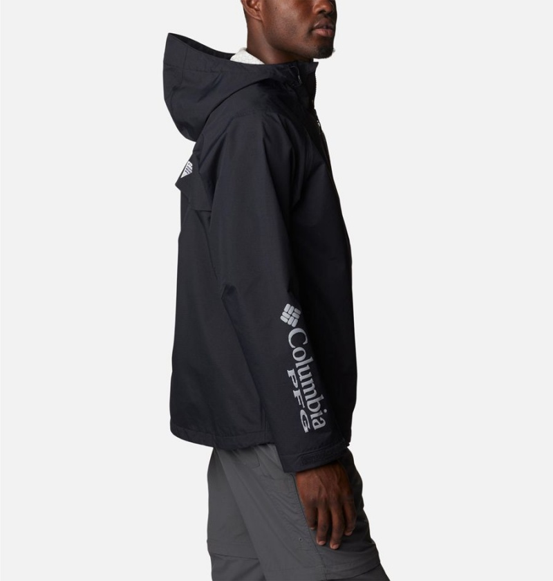 Columbia PFG Omni-Tech 3D Men's Rain Jacket Black | CLGFUM-413