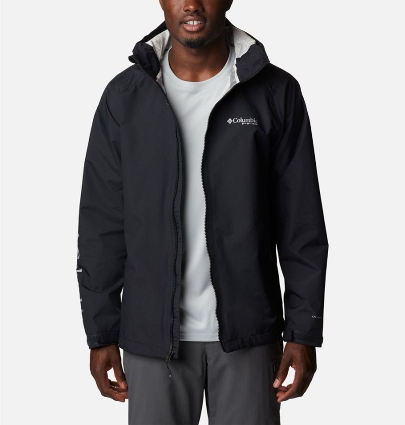 Columbia PFG Omni-Tech 3D Men's Rain Jacket Black | CLGFUM-413