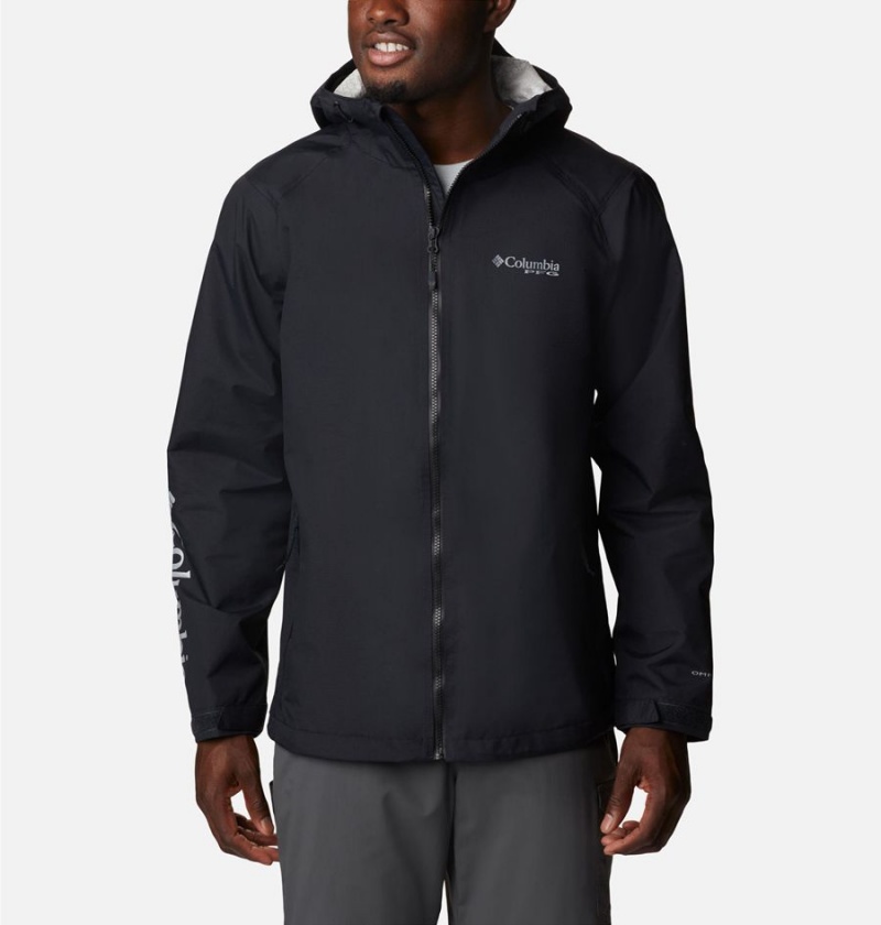 Columbia PFG Omni-Tech 3D Men\'s Rain Jacket Black | CLGFUM-413