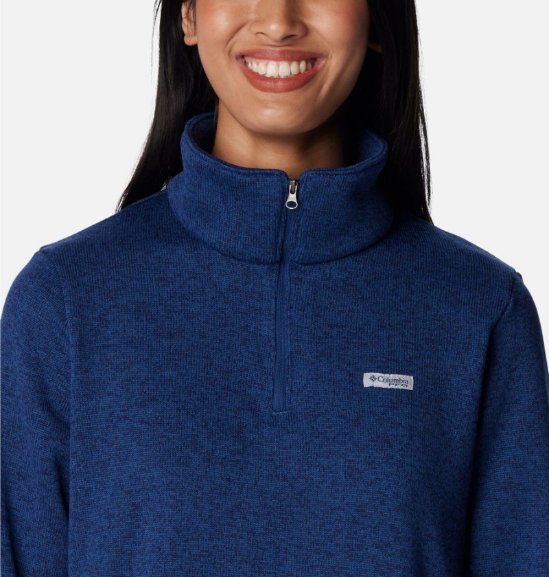 Columbia PFG Reel Cozy Quarter Zip Women's Pullover Blue | SYCTBA-352