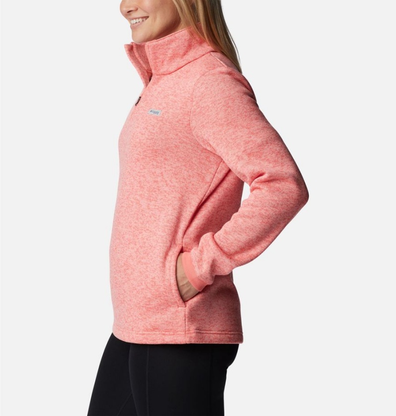 Columbia PFG Reel Cozy Quarter Zip Women's Pullover Orange | PRNJSQ-495