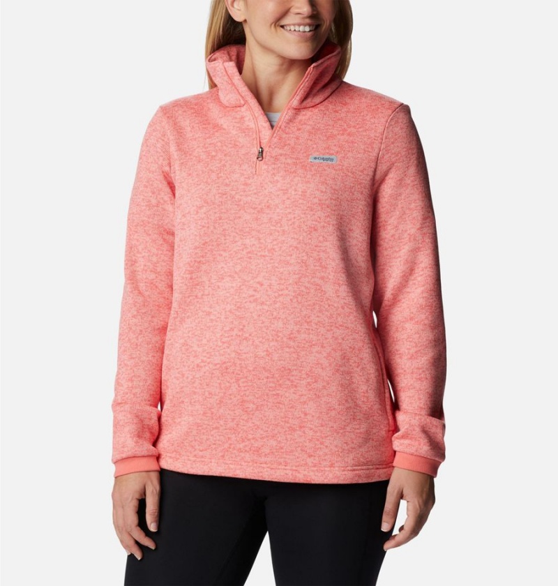 Columbia PFG Reel Cozy Quarter Zip Women\'s Pullover Orange | PRNJSQ-495
