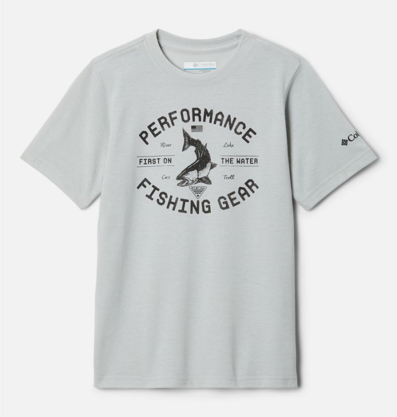 Columbia PFG Short Sleeve Seasonal Graphic Kids\' T-Shirt Grey | ODVJKX-352