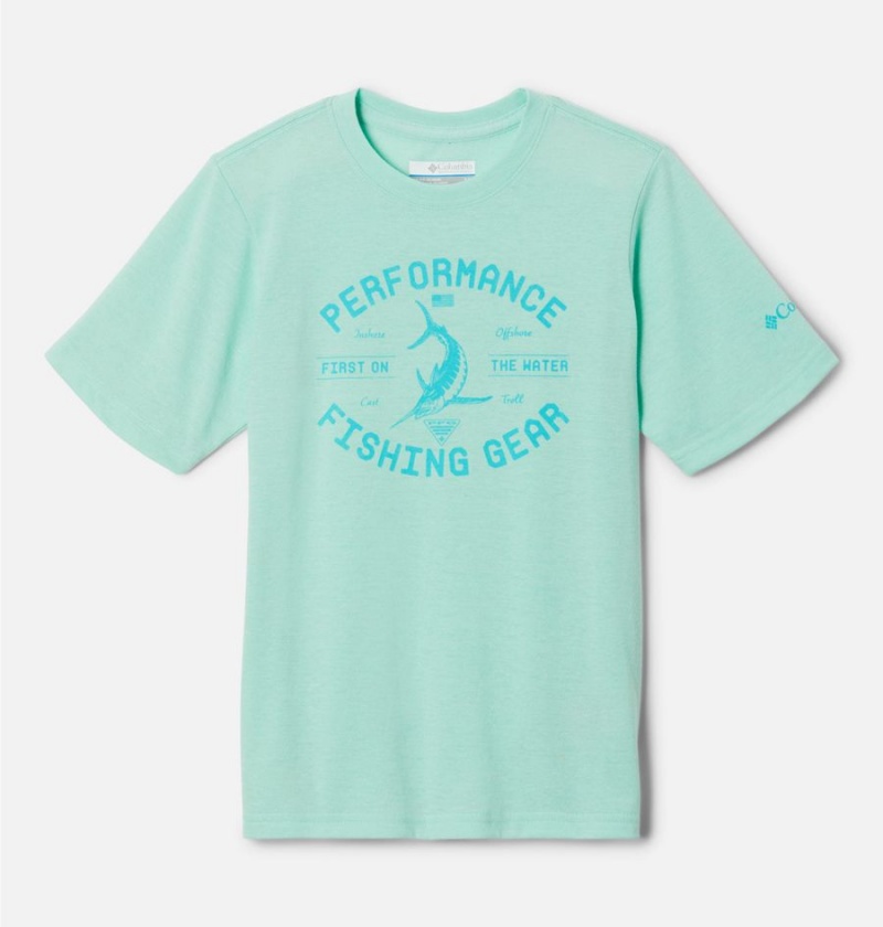Columbia PFG Short Sleeve Seasonal Graphic Kids\' T-Shirt Green | FURZBX-187