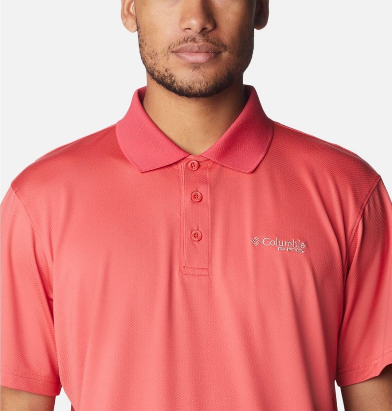 Columbia PFG Skiff Cast Men's Polo Shirt Red | TGPCHB-178