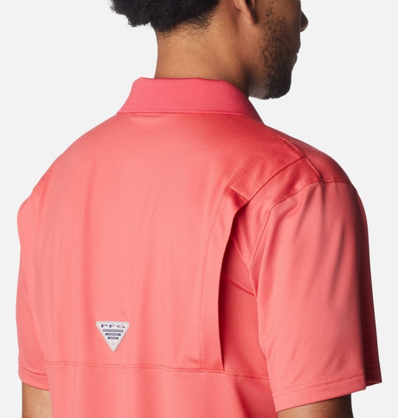 Columbia PFG Skiff Cast Men's Polo Shirt Red | TGPCHB-178