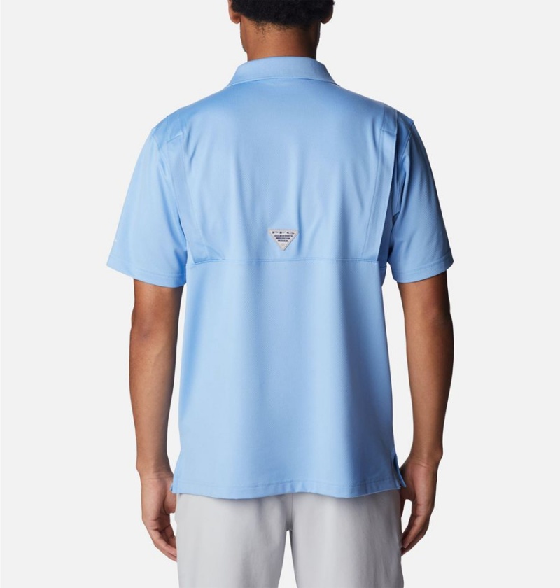 Columbia PFG Skiff Cast Men's Polo Shirt Blue | JQARNP-938