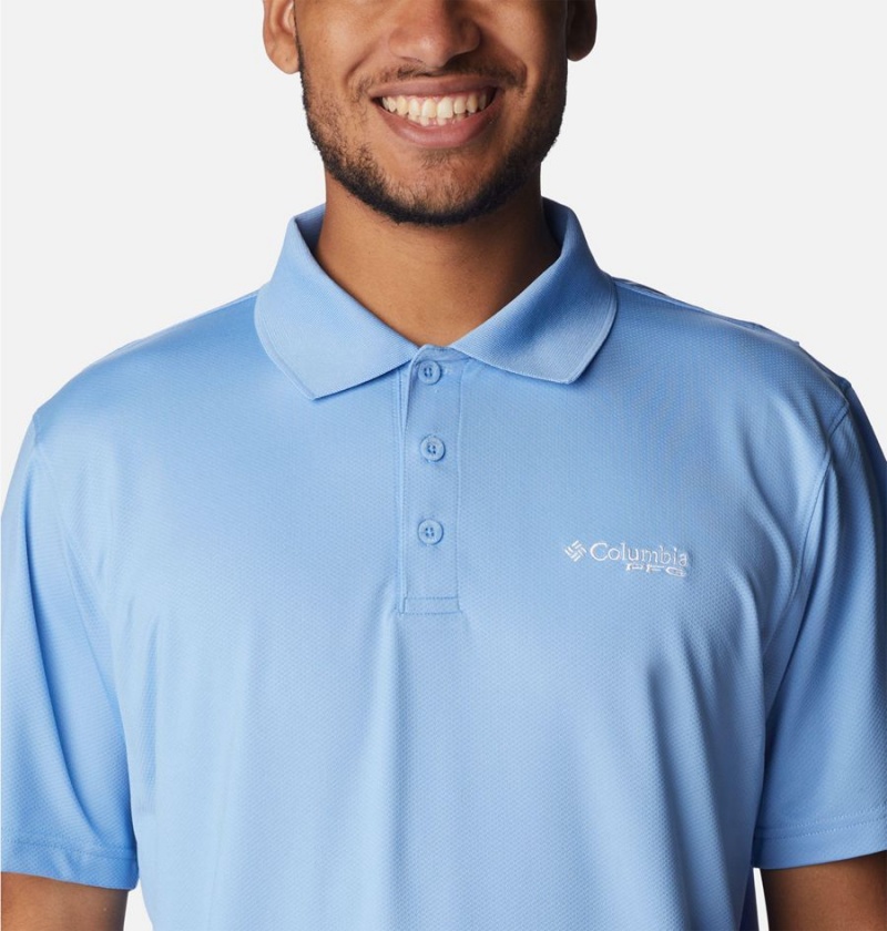Columbia PFG Skiff Cast Men's Polo Shirt Blue | JQARNP-938