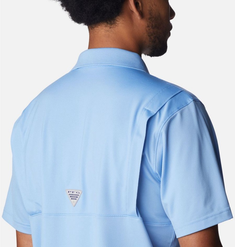 Columbia PFG Skiff Cast Men's Polo Shirt Blue | JQARNP-938