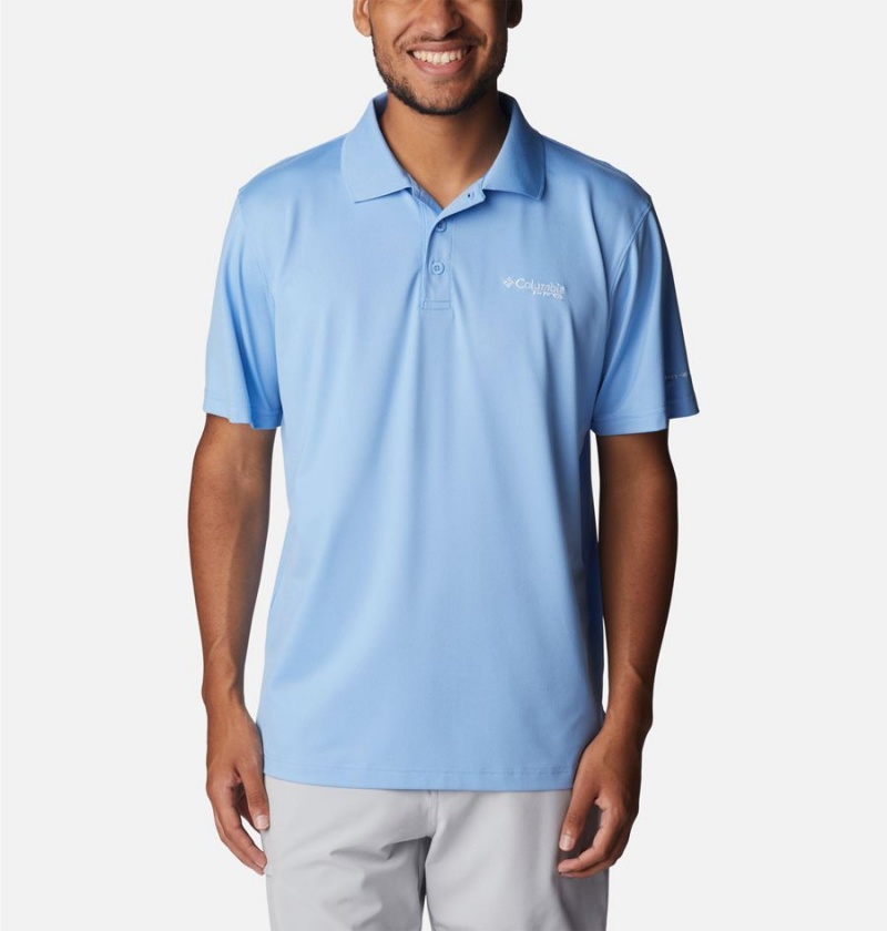 Columbia PFG Skiff Cast Men\'s Polo Shirt Blue | JQARNP-938