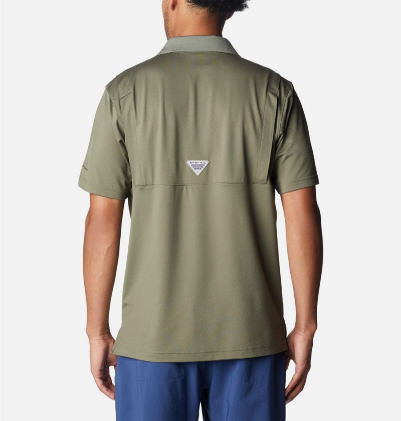 Columbia PFG Skiff Cast Men's Polo Shirt Green | AVDNGX-529