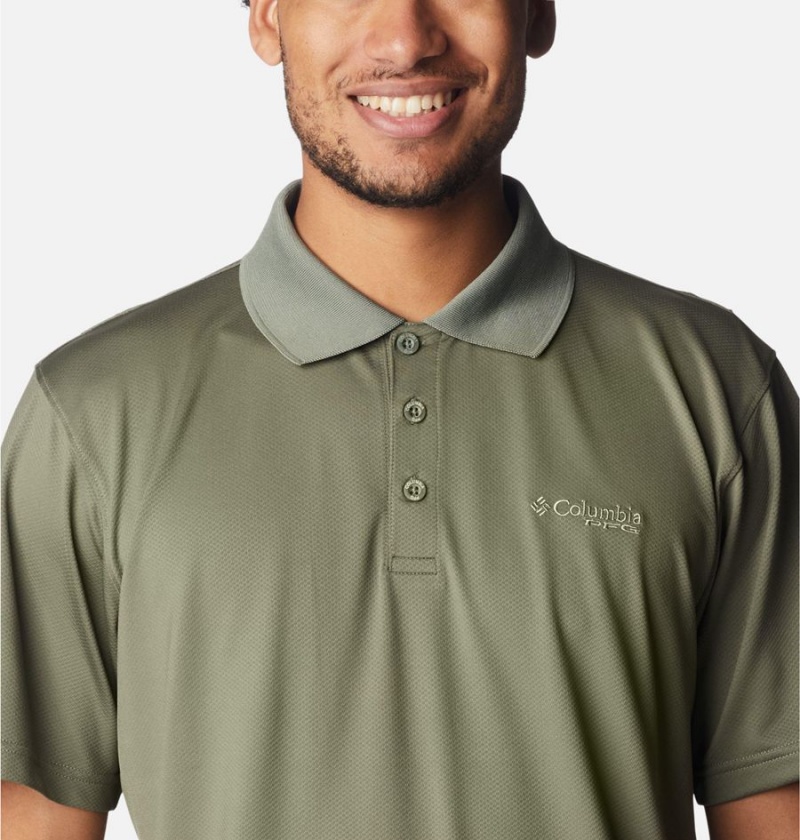 Columbia PFG Skiff Cast Men's Polo Shirt Green | AVDNGX-529