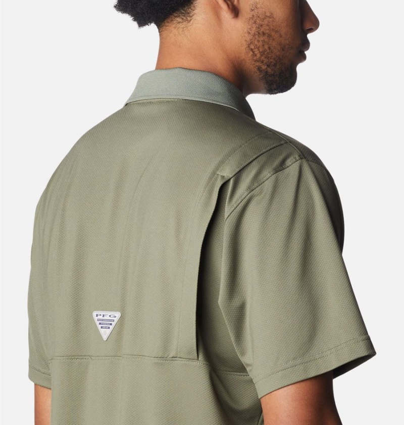 Columbia PFG Skiff Cast Men's Polo Shirt Green | AVDNGX-529