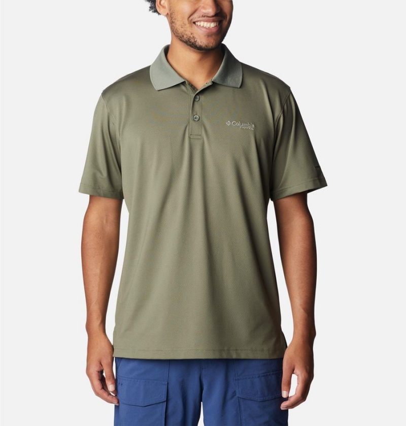 Columbia PFG Skiff Cast Men\'s Polo Shirt Green | AVDNGX-529