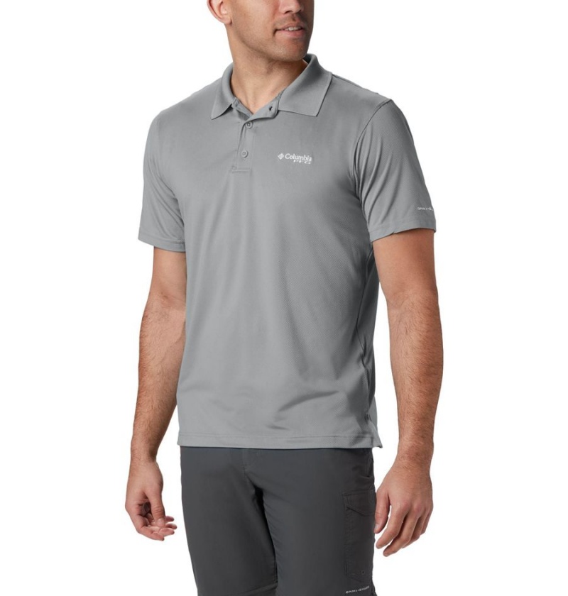 Columbia PFG Skiff Cast Men\'s Polo Shirt Grey | FCTDOZ-869