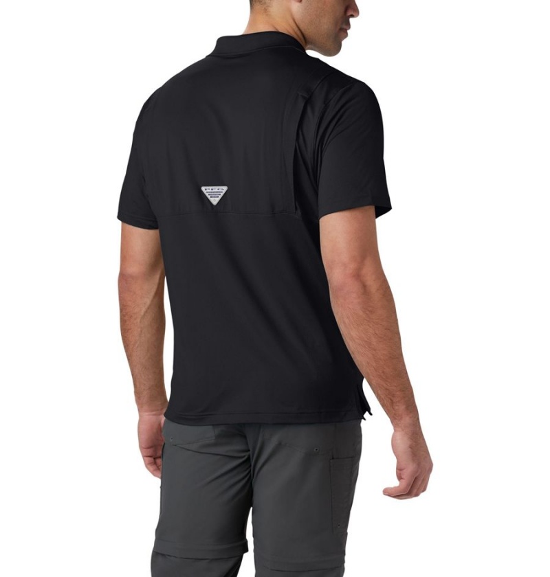 Columbia PFG Skiff Cast Men's Polo Shirt Black | RQBUEX-183