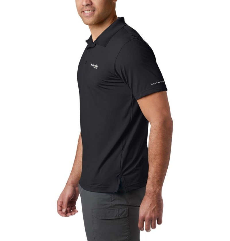 Columbia PFG Skiff Cast Men's Polo Shirt Black | RQBUEX-183