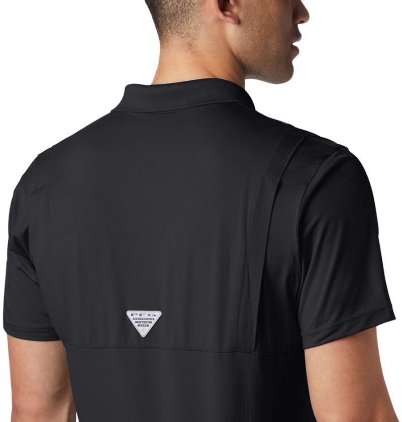 Columbia PFG Skiff Cast Men's Polo Shirt Black | RQBUEX-183