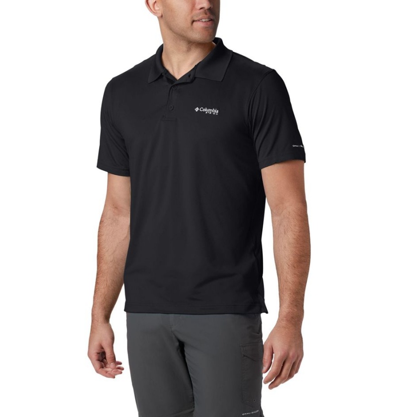 Columbia PFG Skiff Cast Men\'s Polo Shirt Black | RQBUEX-183