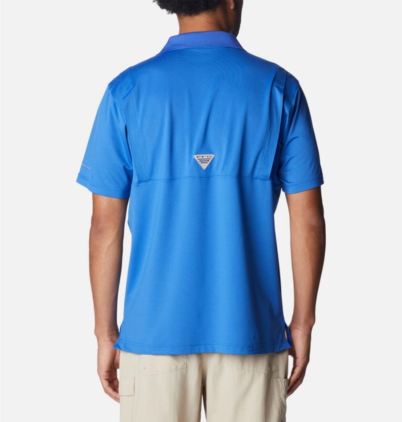 Columbia PFG Skiff Cast Men's Polo Shirt Blue | GKJYLW-439