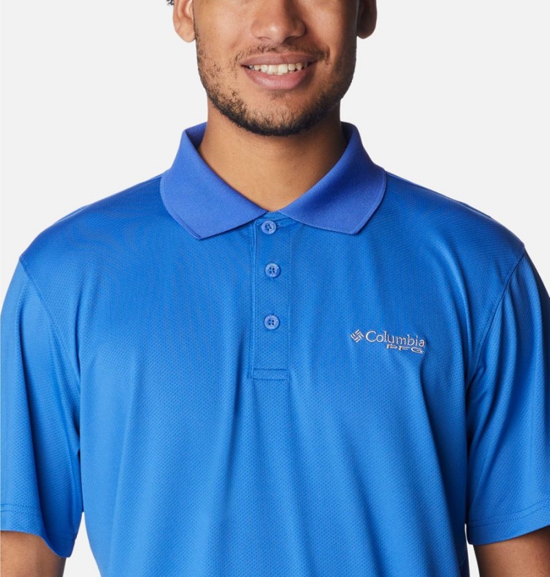 Columbia PFG Skiff Cast Men's Polo Shirt Blue | GKJYLW-439