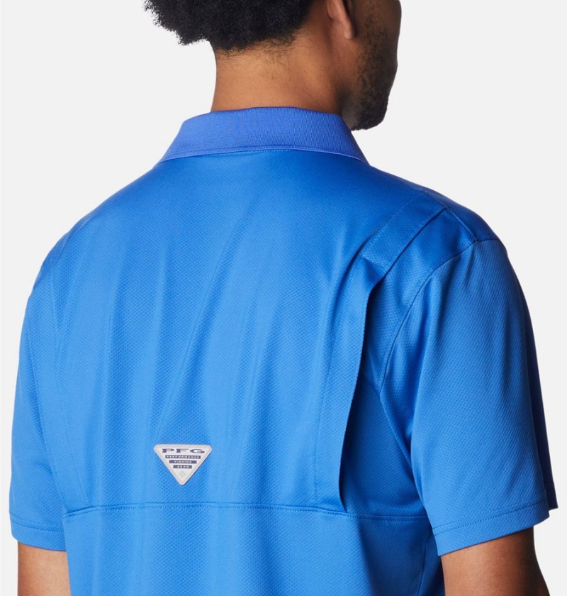 Columbia PFG Skiff Cast Men's Polo Shirt Blue | GKJYLW-439