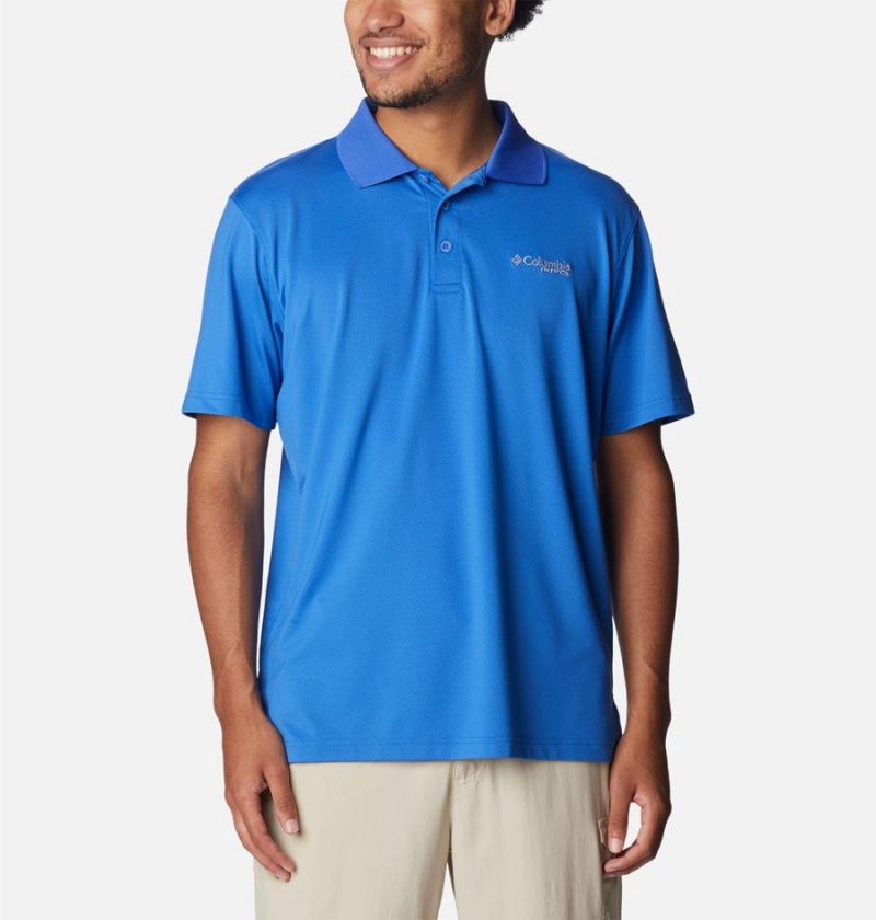 Columbia PFG Skiff Cast Men\'s Polo Shirt Blue | GKJYLW-439