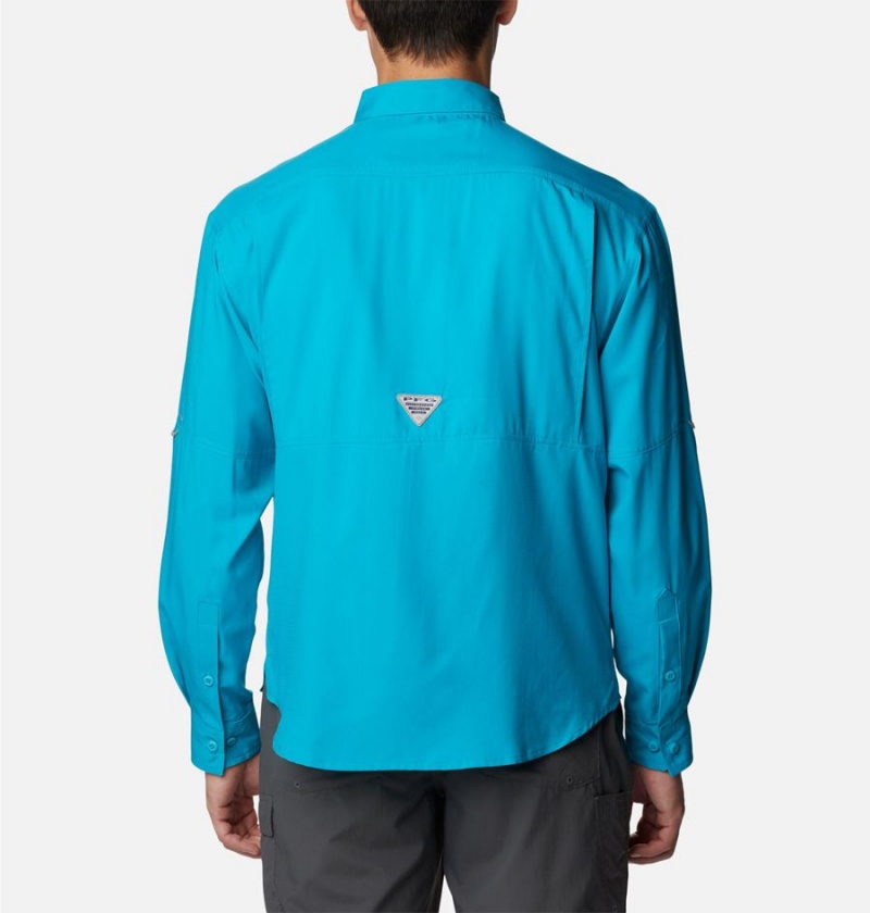 Columbia PFG Skiff Guide Woven Long Sleeve Men's Shirt Turquoise | NJBSXO-918