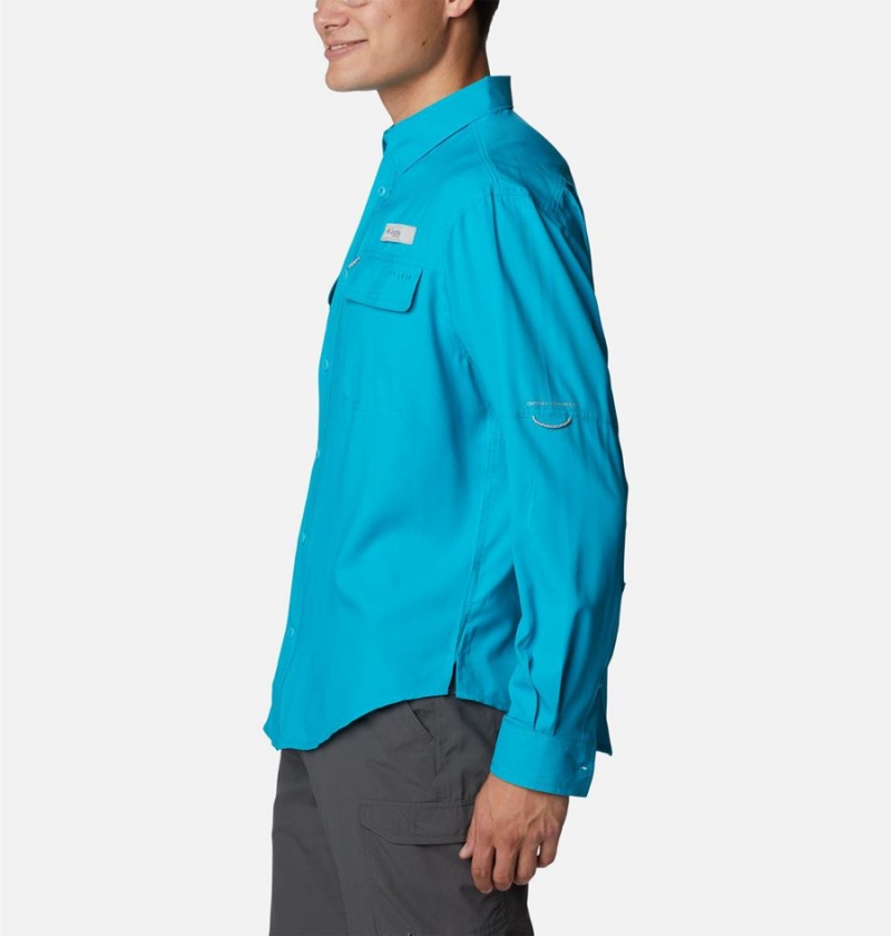 Columbia PFG Skiff Guide Woven Long Sleeve Men's Shirt Turquoise | NJBSXO-918