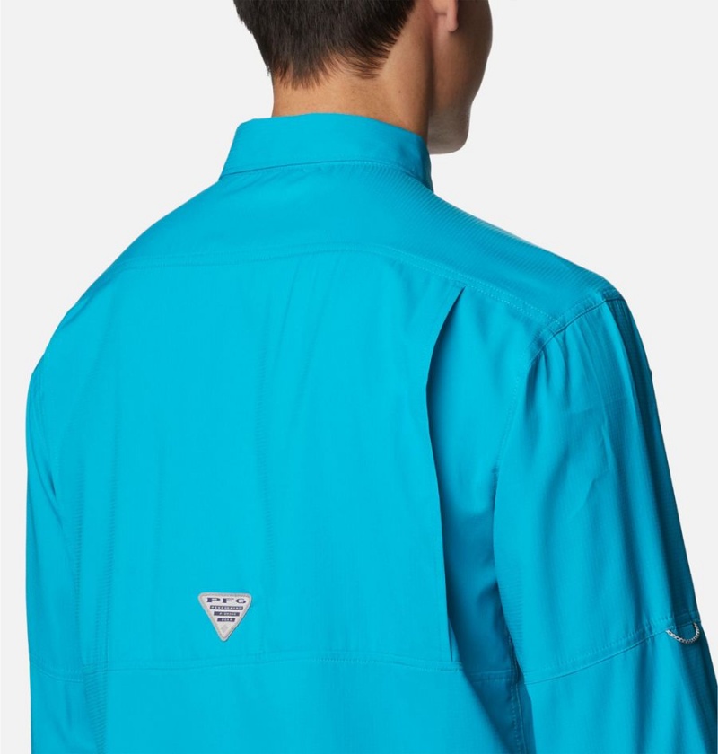 Columbia PFG Skiff Guide Woven Long Sleeve Men's Shirt Turquoise | NJBSXO-918